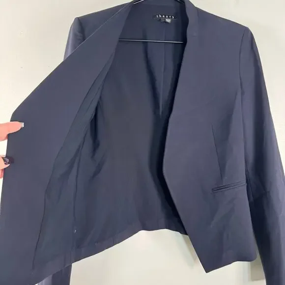 Theory Navy Blue Open Lanai Blazer Corpcore Office Workwear Office Womens Size 4 - Picture 4 of 8